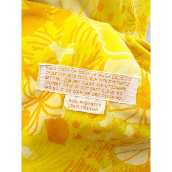 Vanda Fashions Vtg 1960s Mod Yellow Floral Print A line Sleeveless Dress Sz 10 - Picture 7 of 14